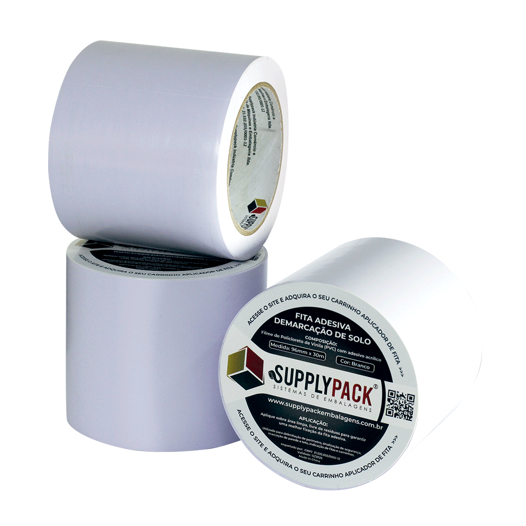 Fita Adesiva de Demarcação de Solo 100mm X 30m - Branca