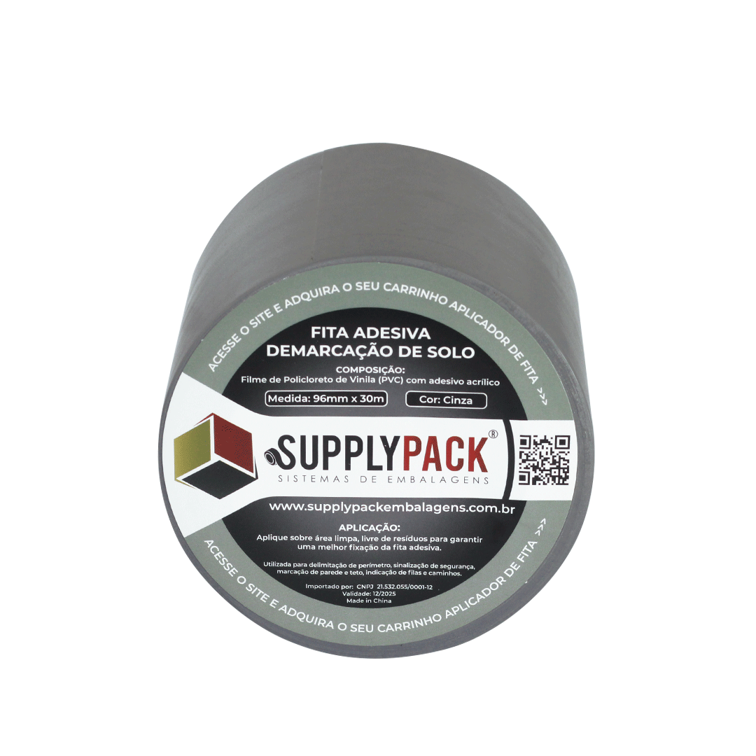 Fita Adesiva de Demarcação de Solo 100mm X 30m - Cinza