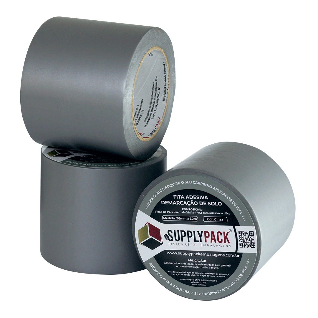 Fita Adesiva de Demarcação de Solo 100mm X 30m - Cinza