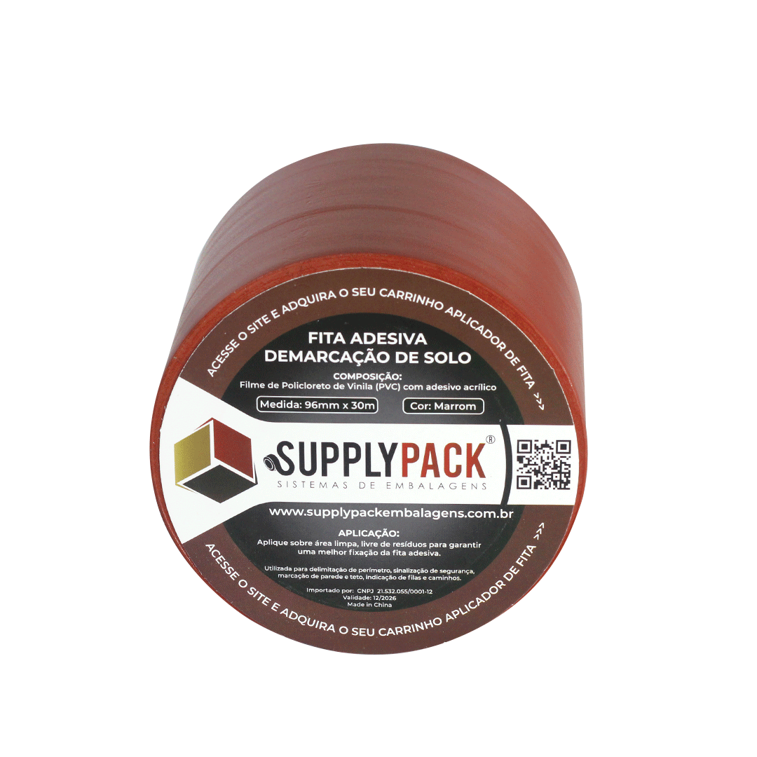Fita Adesiva de Demarcação de Solo 100mm X 30m - Marrom