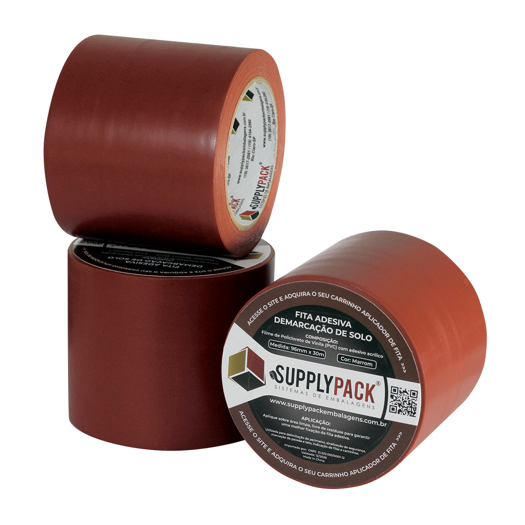 Fita Adesiva de Demarcação de Solo 100mm X 30m - Marrom
