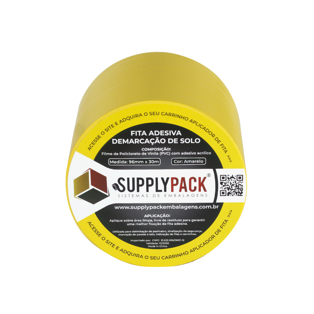 Fita Adesiva de Demarcação de Solo 96mm X 30m - Amarela