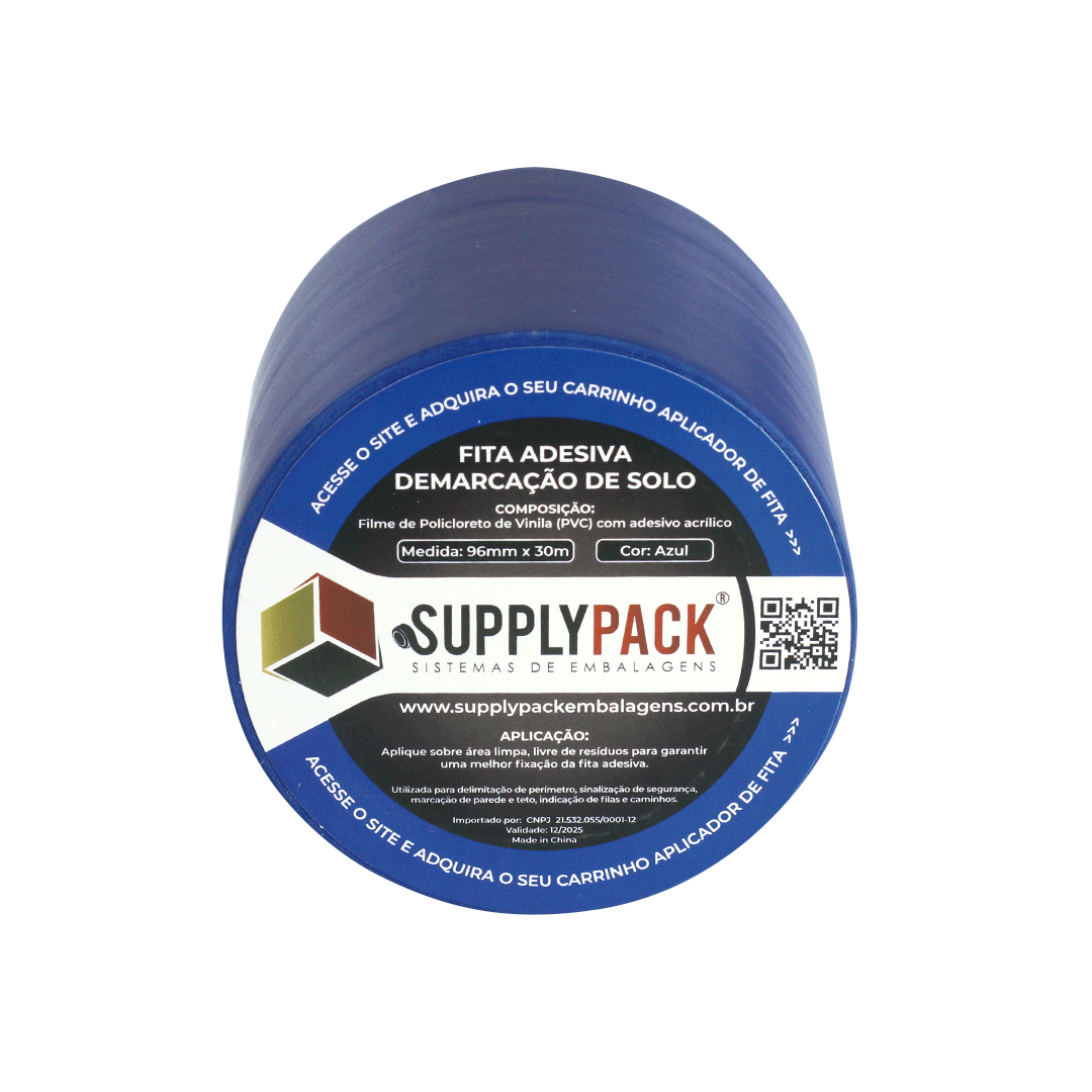 Fita Adesiva de Demarcação de Solo 96mm X 30m - Azul