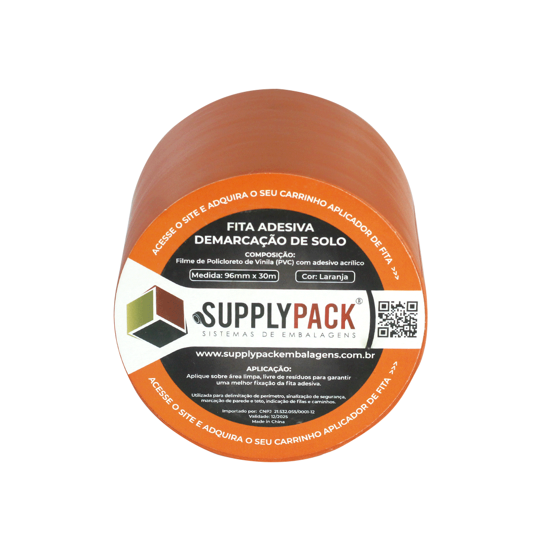 Fita Adesiva de Demarcação de Solo 96mm X 30m - Laranja