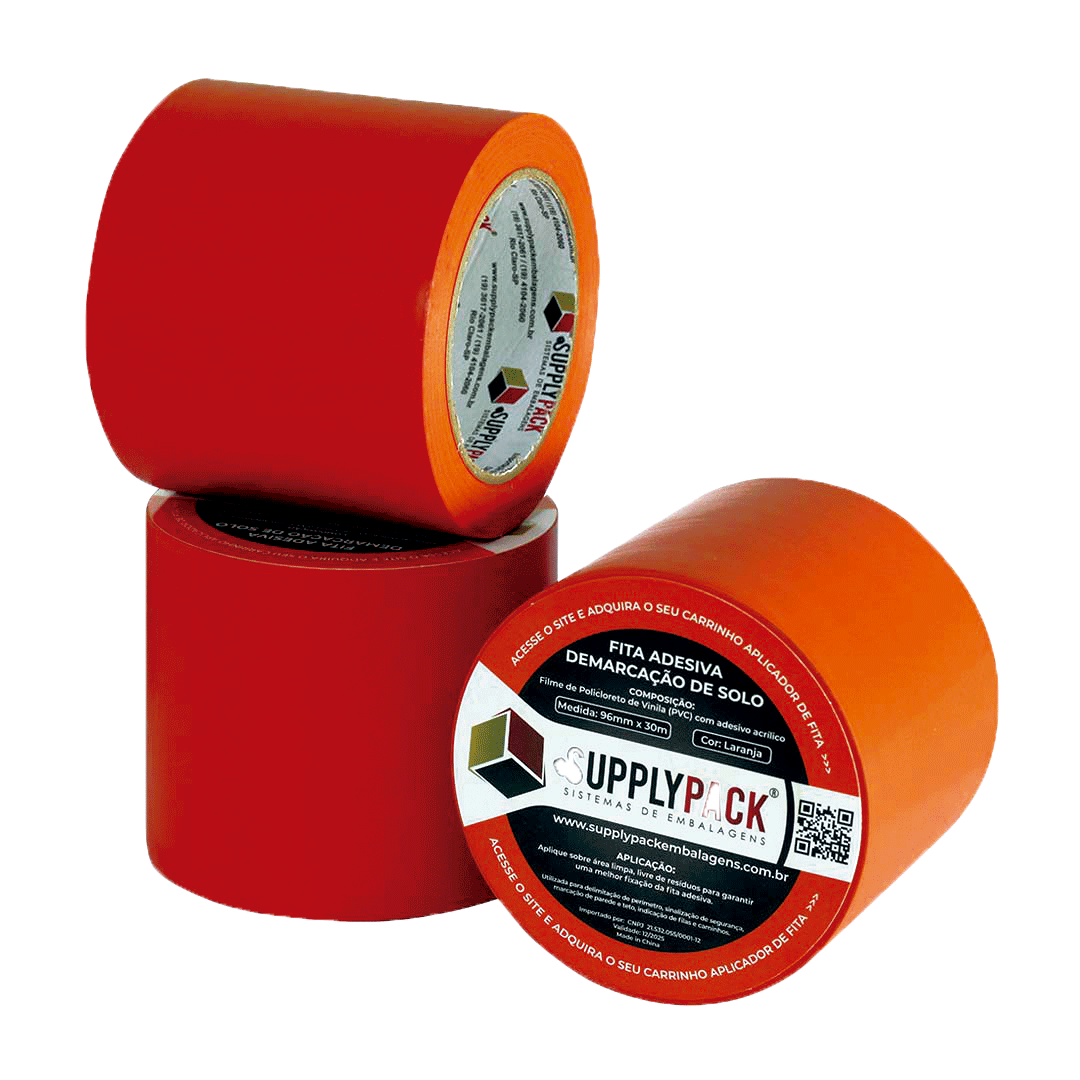 Fita Adesiva de Demarcação de Solo 96mm X 30m - Laranja