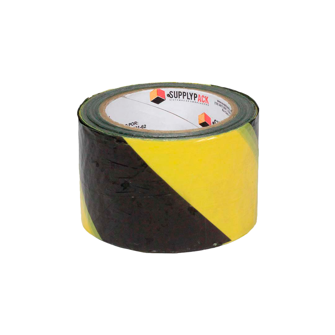Fita de Sinalização Segurança e Isolamento 70mm X 200m Zebrada Amarela/Preta