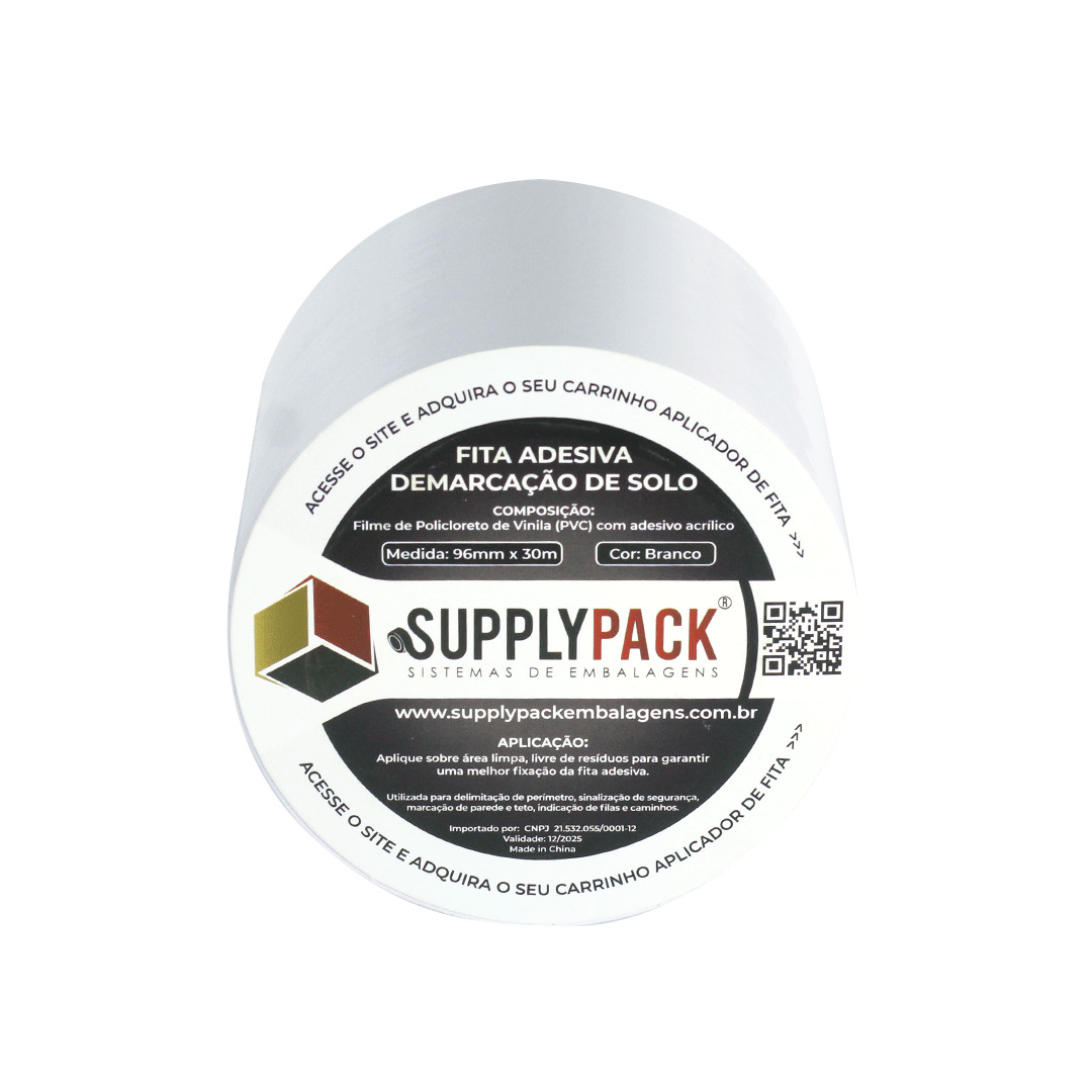 Fita Adesiva de Demarcação de Solo 100mm X 30m - Branca
