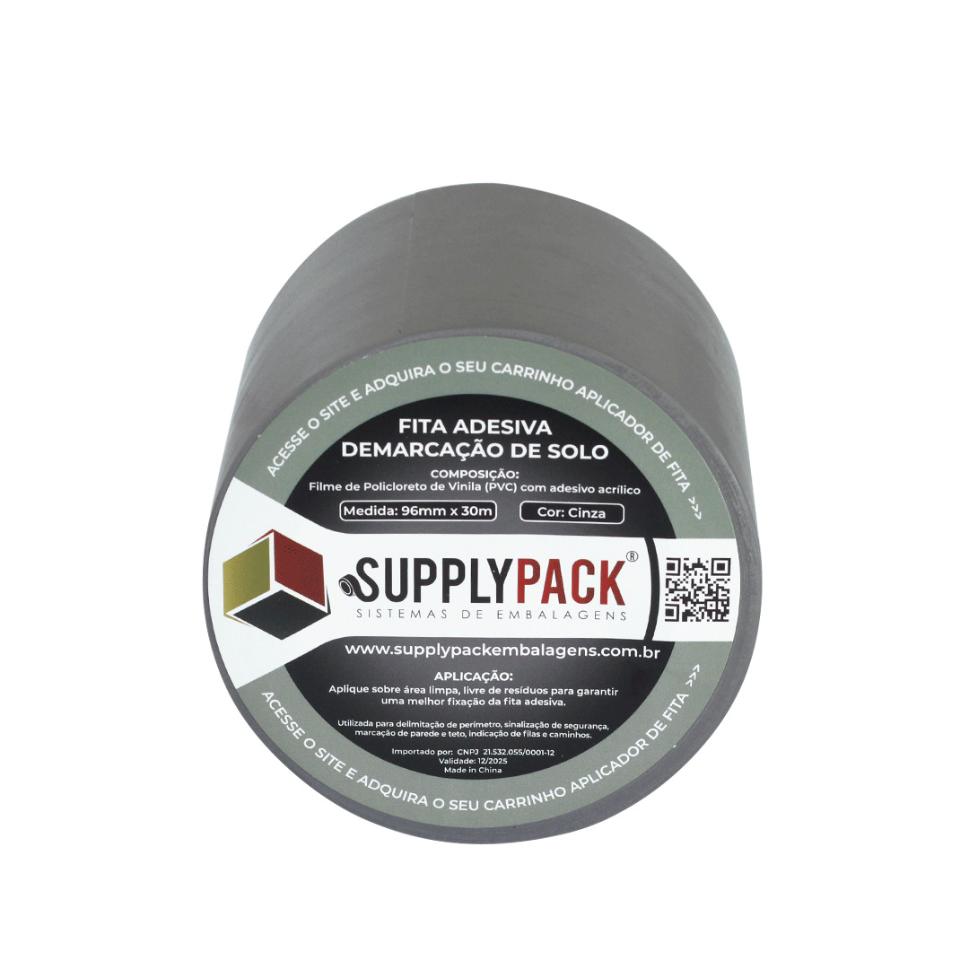 Fita Adesiva de Demarcação de Solo 100mm X 30m - Cinza