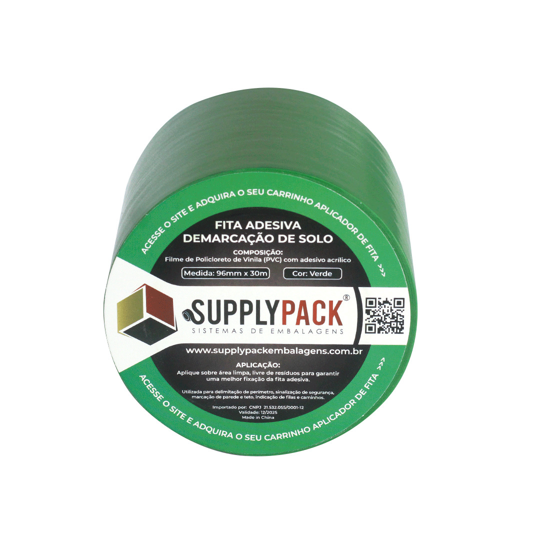 Fita Adesiva de Demarcação de Solo 96mm X 30m - Verde