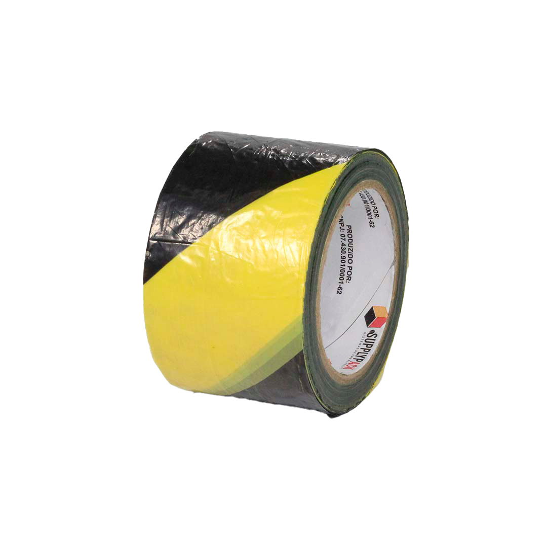 Fita de Sinalização Segurança e Isolamento 70mm X 200m Zebrada Amarela/Preta